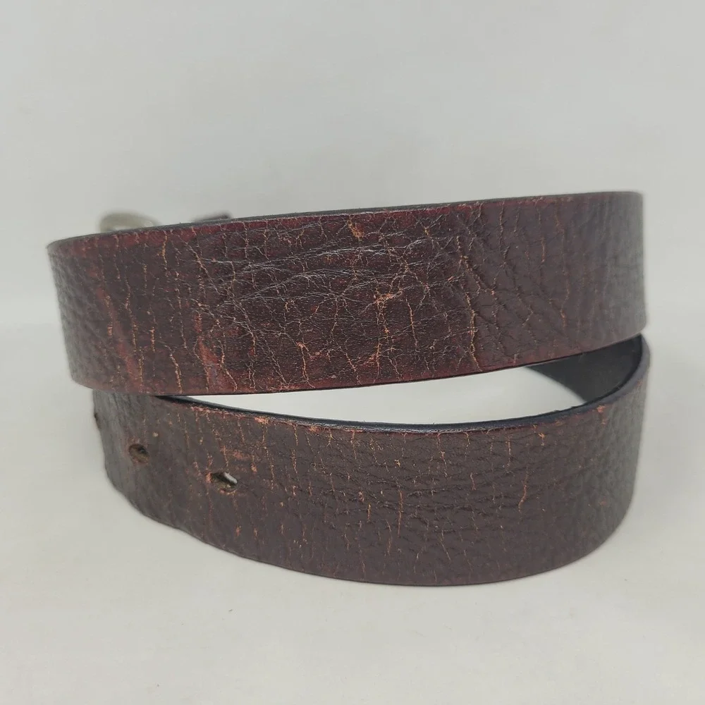 Brown Leather Belt 40 Textured Distressed Rugged Utility Industrial Faded Work